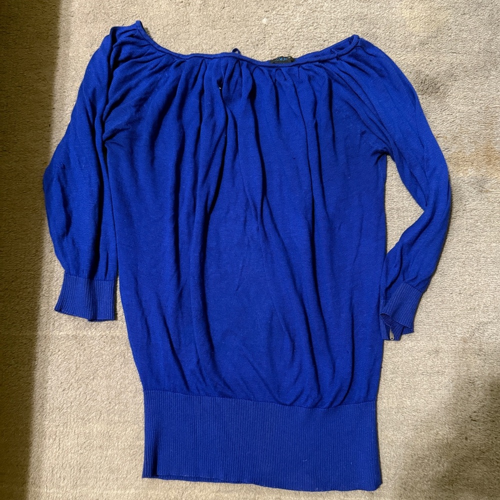 Dex Royal Blue Pullover Sweater Tie Back Detail Women’s Size M